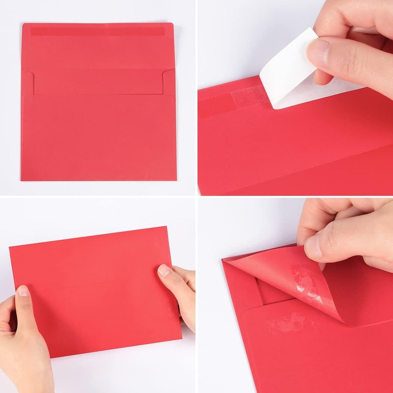 Wishop 100 Pack Colorful #10 Business Envelopes Self Seal Standard Envelopes for Office Checks, Business, Letter Mailing Invoices, 4.13 x 9.49 Inches (Red) - Image 3